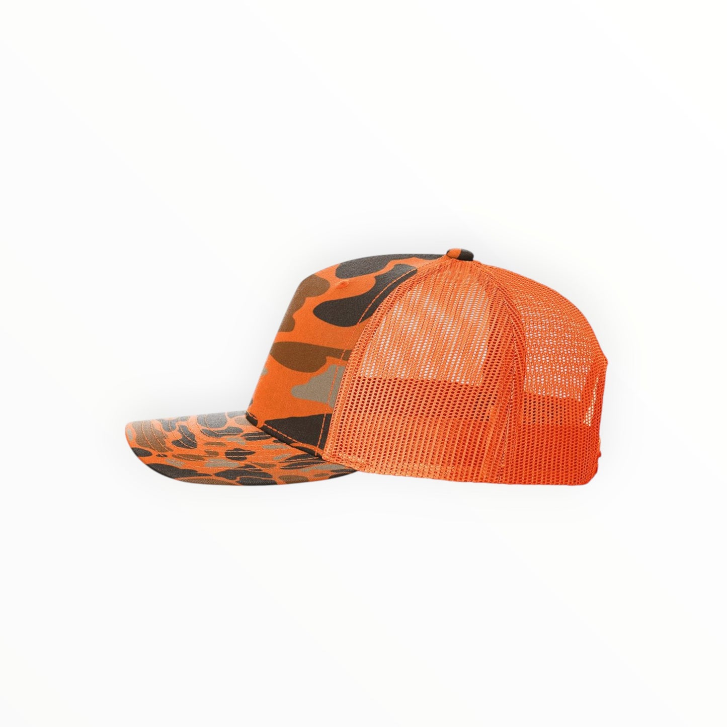 Your Logo on a Richardson 112 Printed Camo Five Panel Trucker Hat