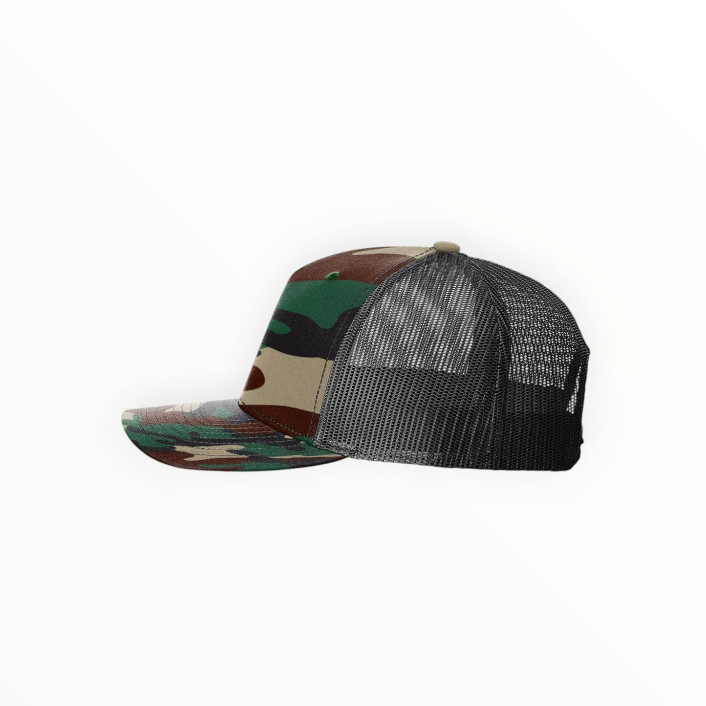 Your Logo on a Richardson 112 Printed Camo Five Panel Trucker Hat