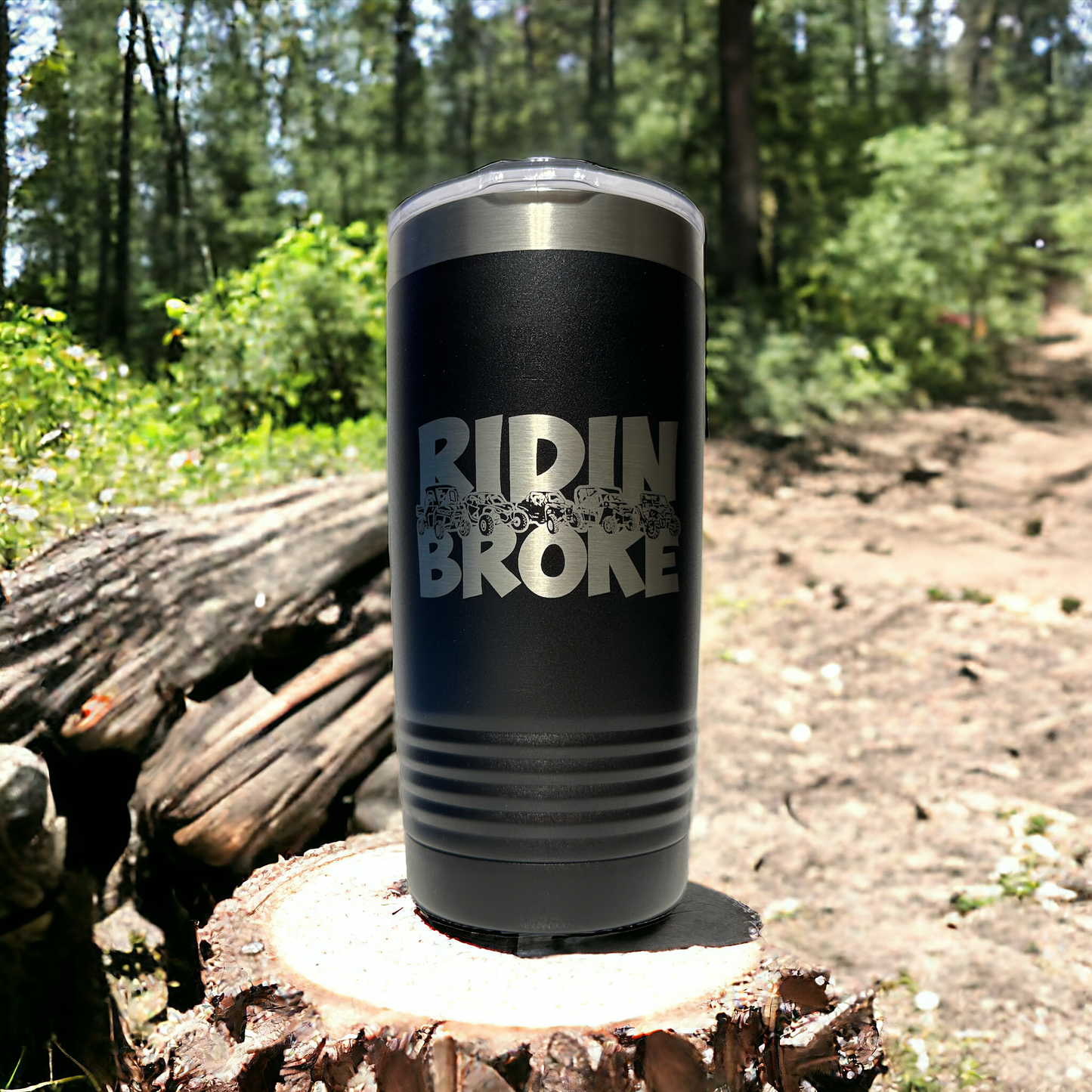 Ridin Broke UTV SXS 20oz Insulated Tumbler with Clear Slider Lid